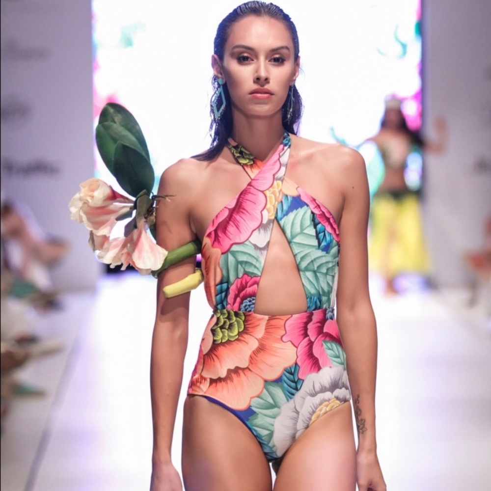 Mara Hoffman floral one piece bathing suit "flora"